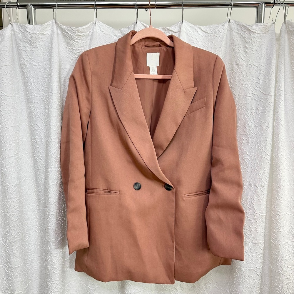 Double Breasted Structured Blazer Small Confident Power Dressing Blush Oversize‎